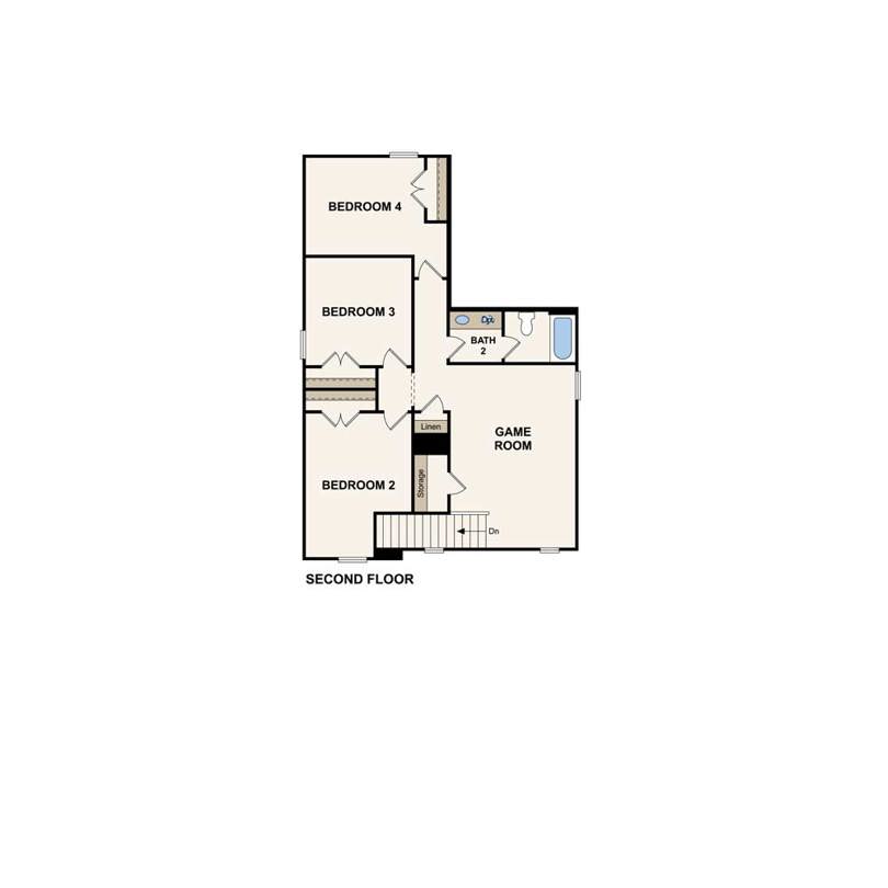 Whitney plan second floor at Covington in San Antonio, TX by Century Communities