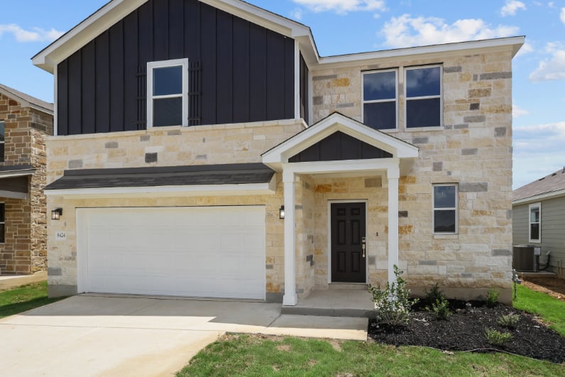 A house with a garage.