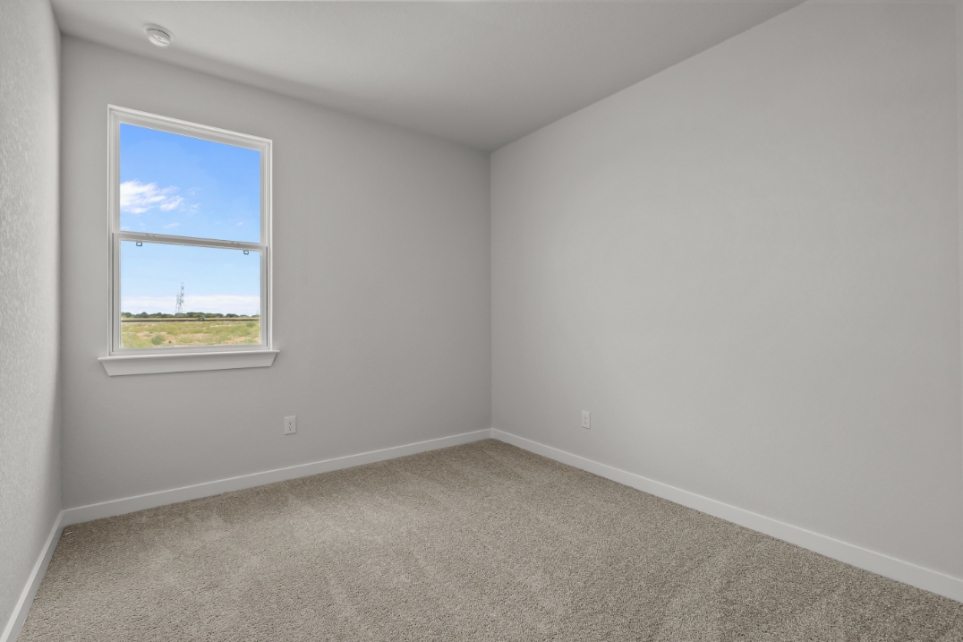 A room with a window and a carpet.