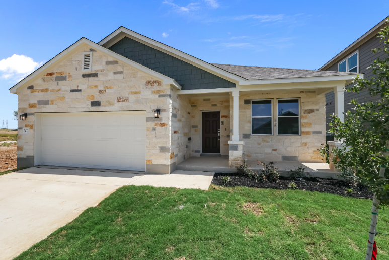 A house with a garage.