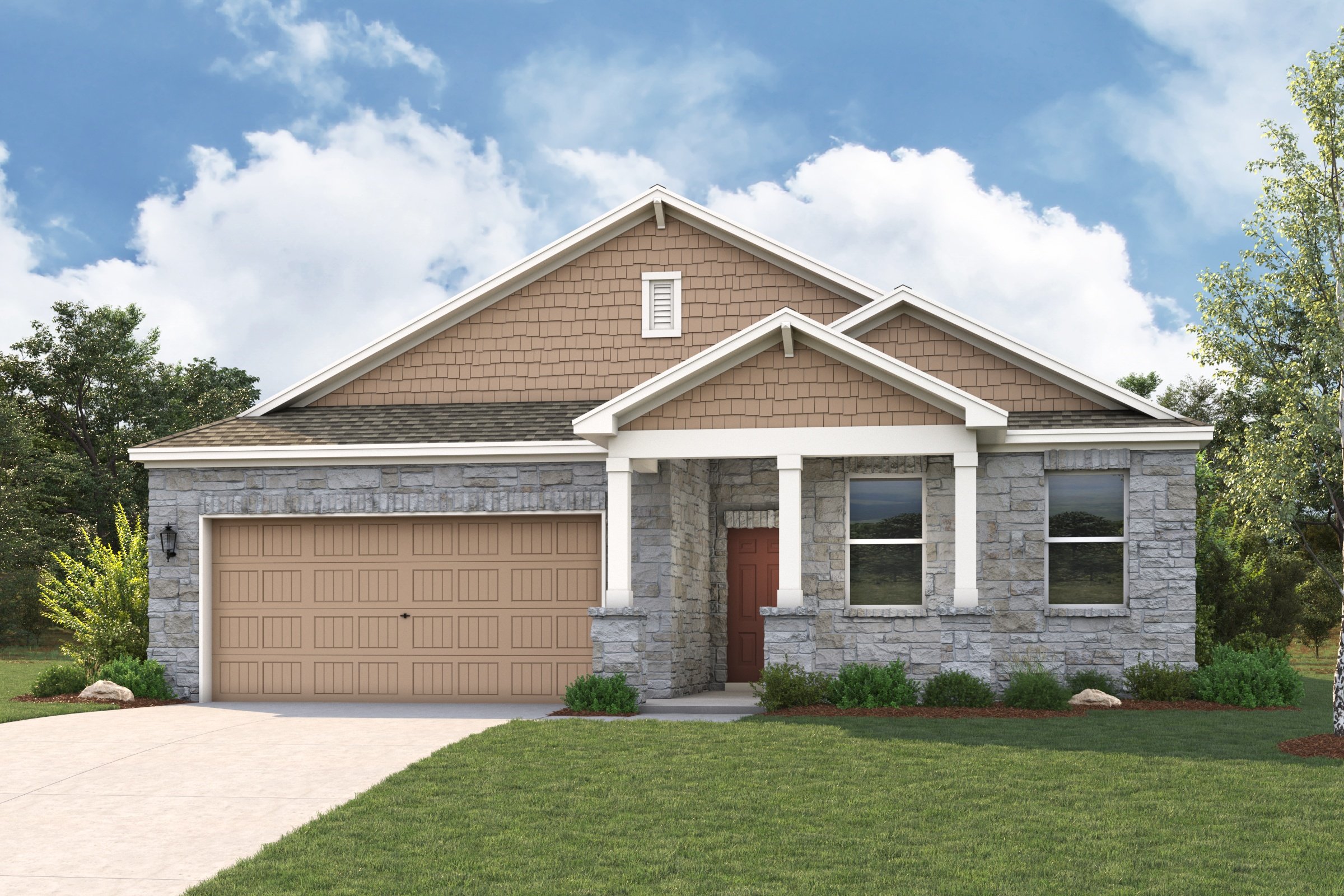 A house with a garage.
