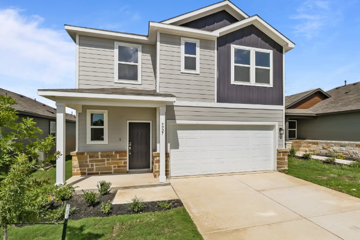 A house with a garage.