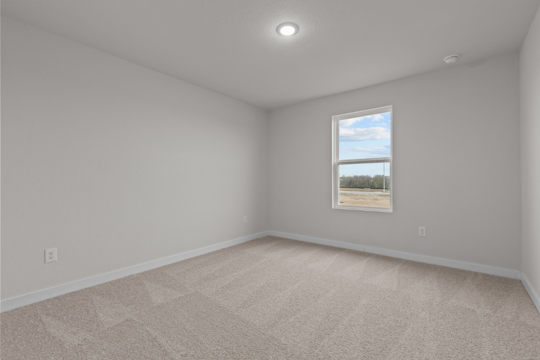 A room with a window and a carpet.
