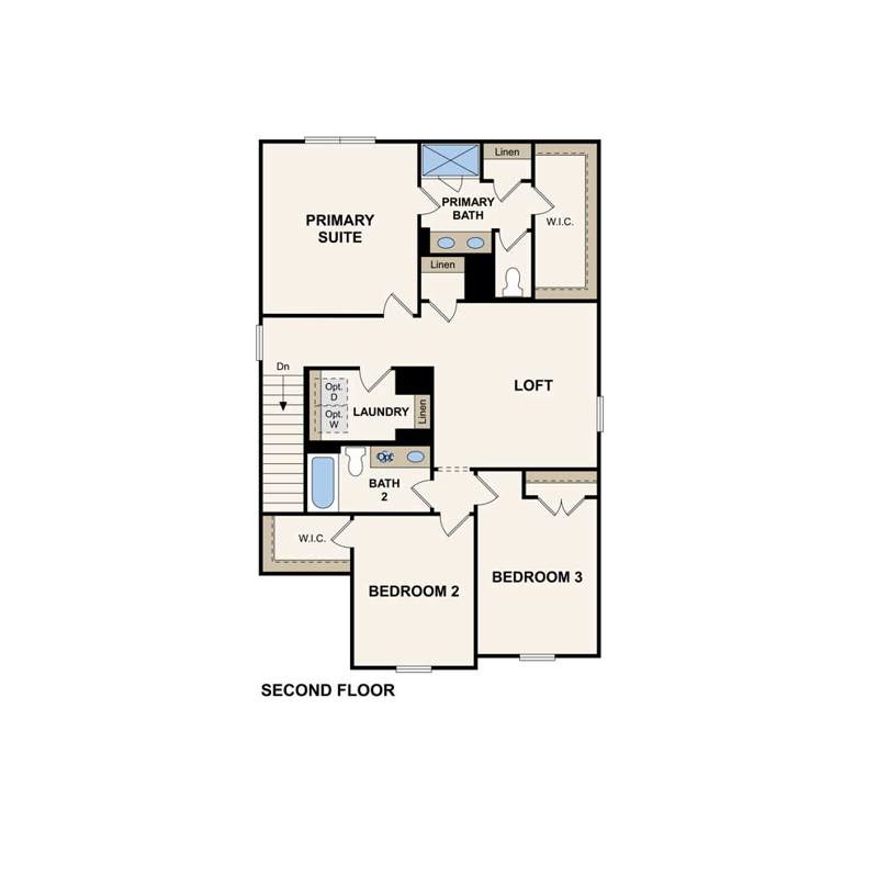 Emory plan second floor at Hidden Springs in New Braunfels, TX by Century Communities