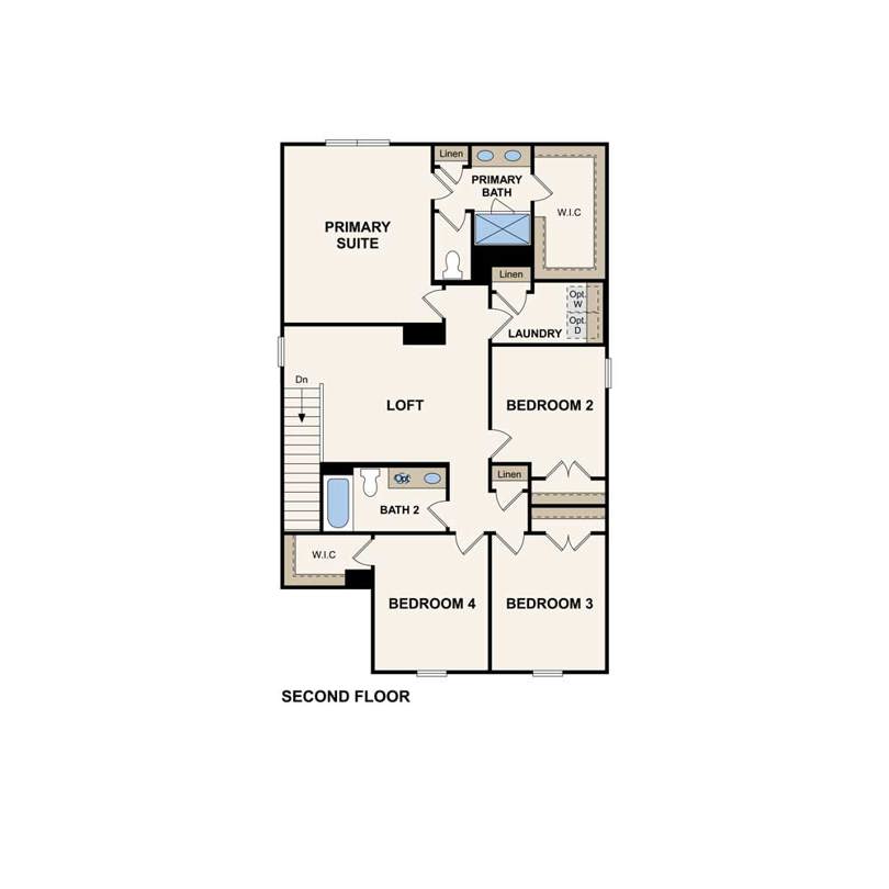 Gannett plan second floor at Hidden Springs in New Braunfels, TX by Century Communities