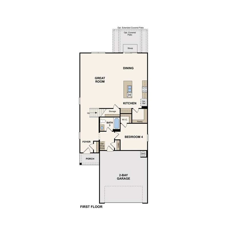 Santiago plan first floor at Hidden Springs in New Braunfels, TX by Century Communities