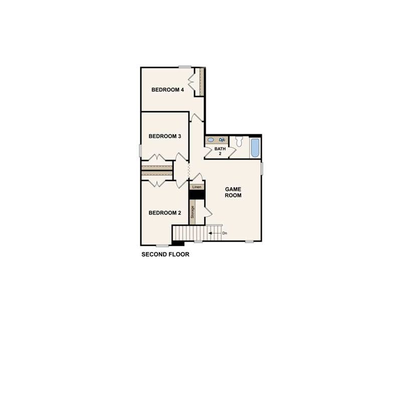 Whitney plan second floor at Hidden Springs in New Braunfels, TX by Century Communities