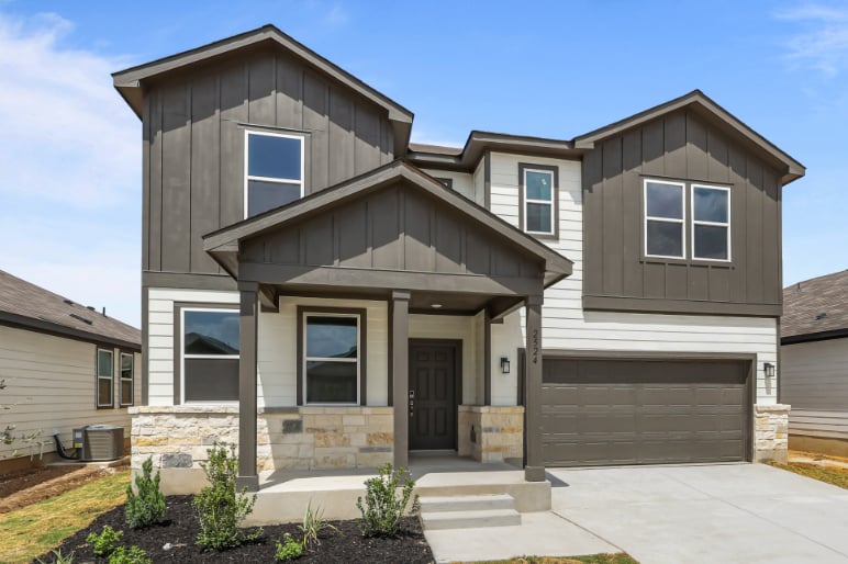 A house with a garage.