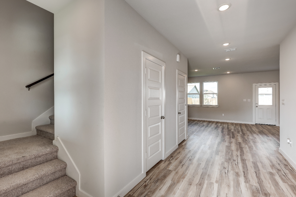 A room with white doors.