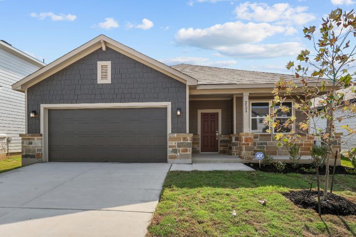 A house with a garage.