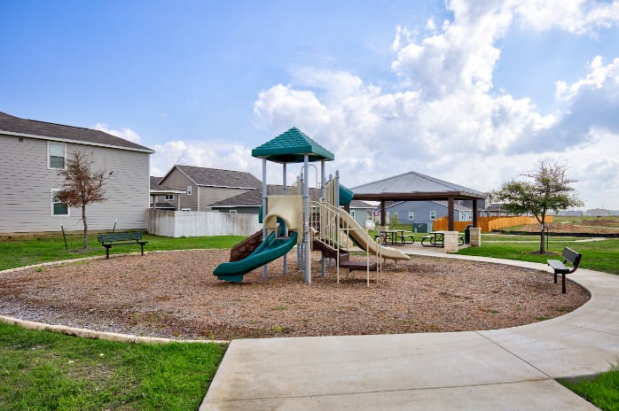 A playground with a slide.