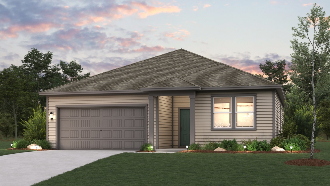 A house with a garage.