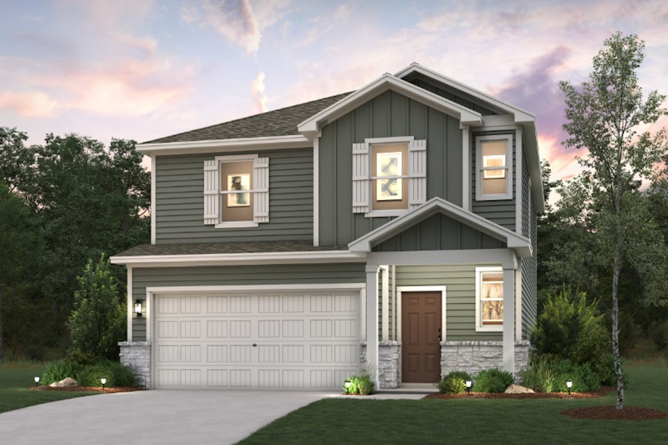 A house with a garage.