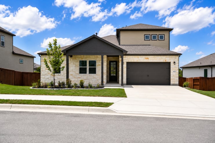 A house with a driveway.