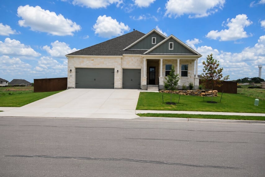 A house with a driveway.