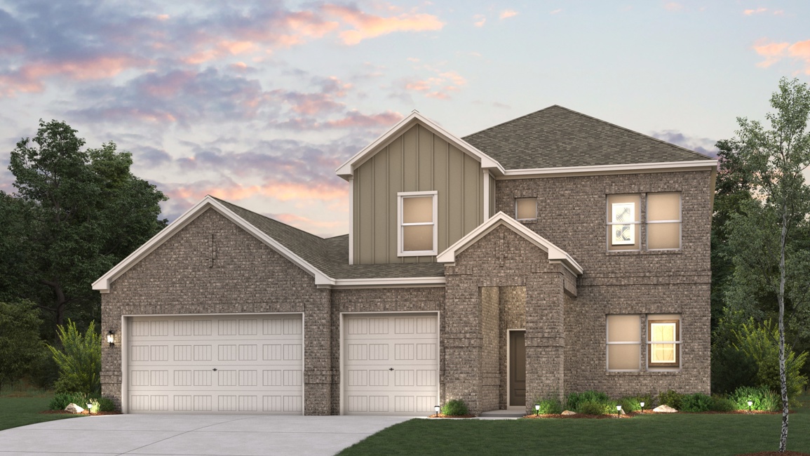 A house with garages and a driveway.