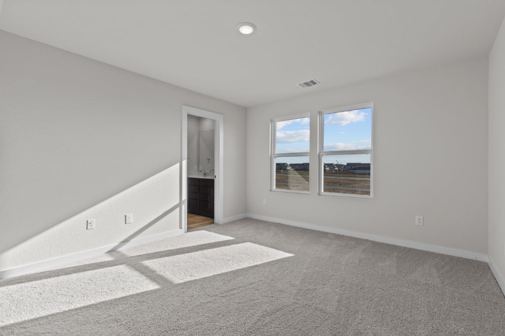 A room with a window and a rug.