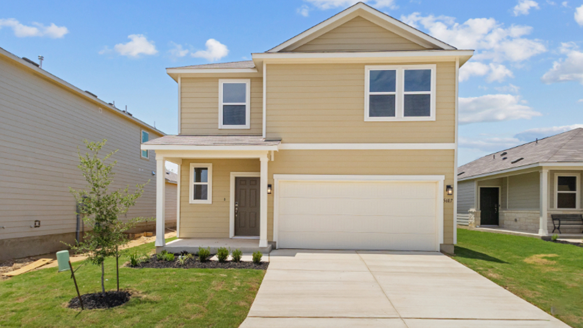 A house with a garage.