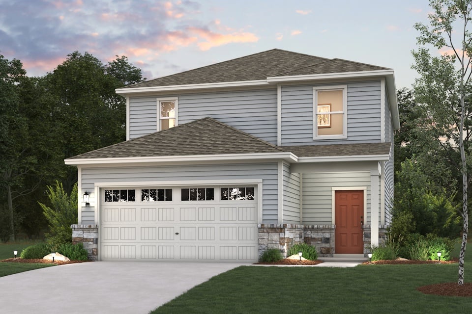 A house with a garage.