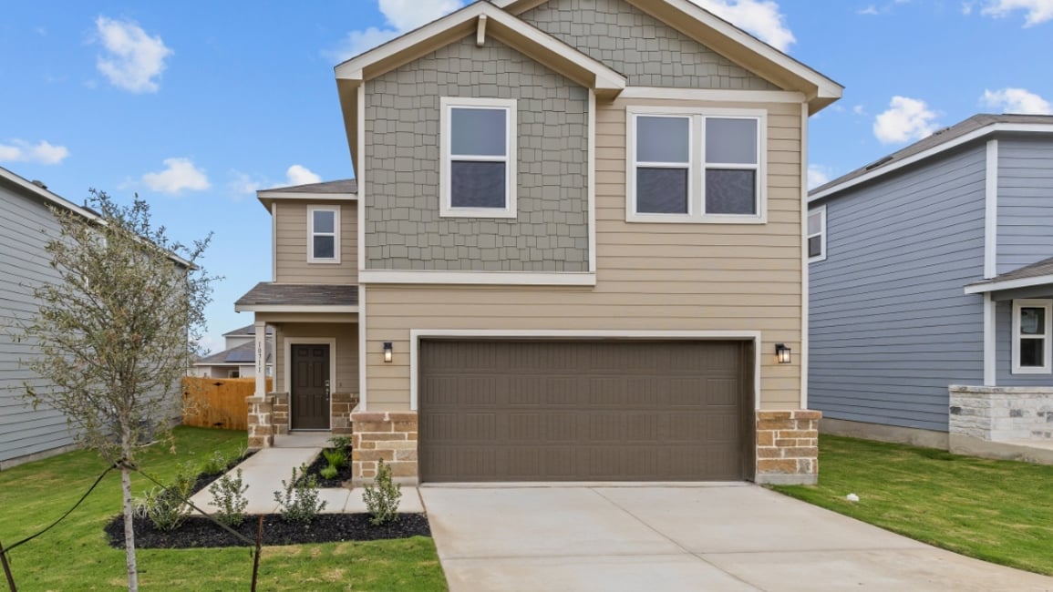 A house with a garage.