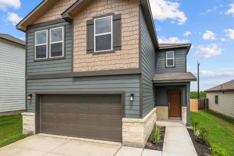 A house with a garage.