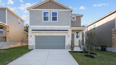A house with a garage.