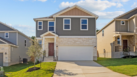 A house with a garage.