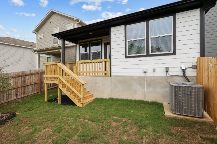 A house with a deck.