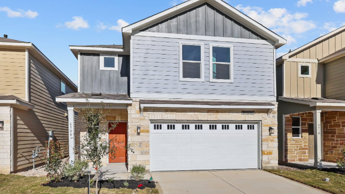 A house with a garage.