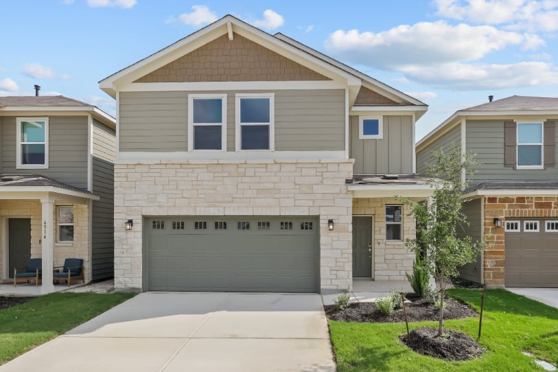 A house with a garage.