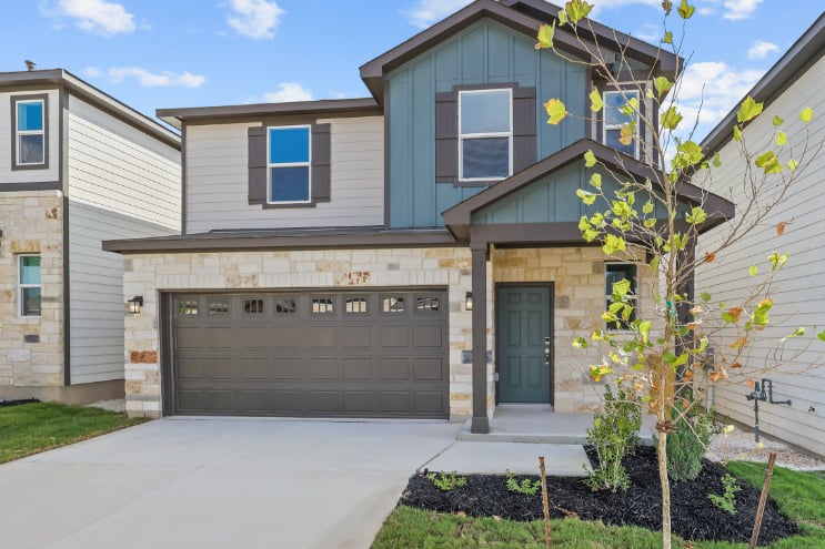 A house with a garage.