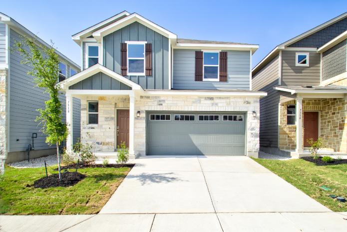 A house with a garage.