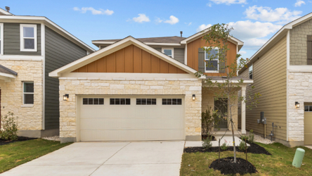 A house with a garage.