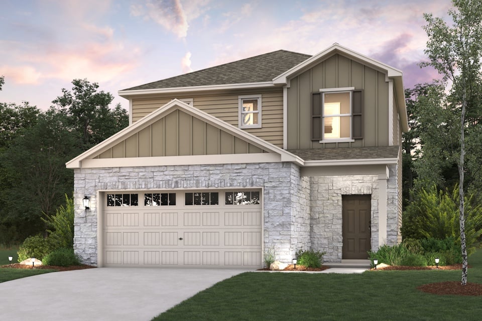 A house with a garage.