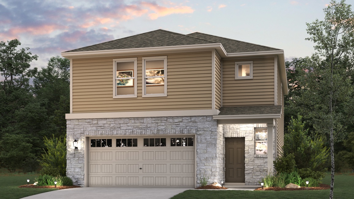 A house with a garage.