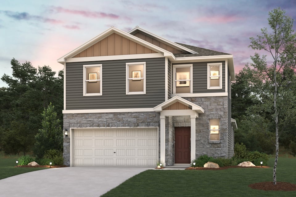 A house with a garage.