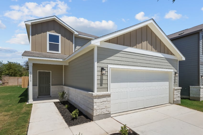 A house with a garage.
