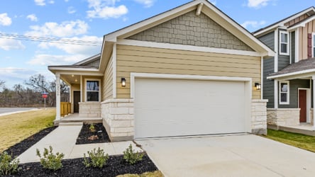 A garage in a neighborhood.