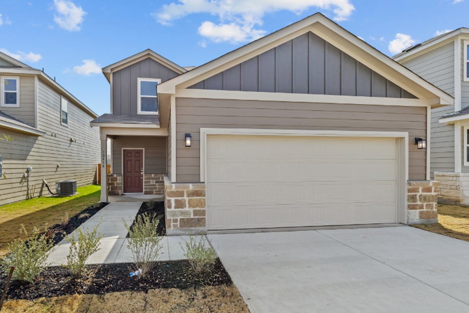 A house with a garage.