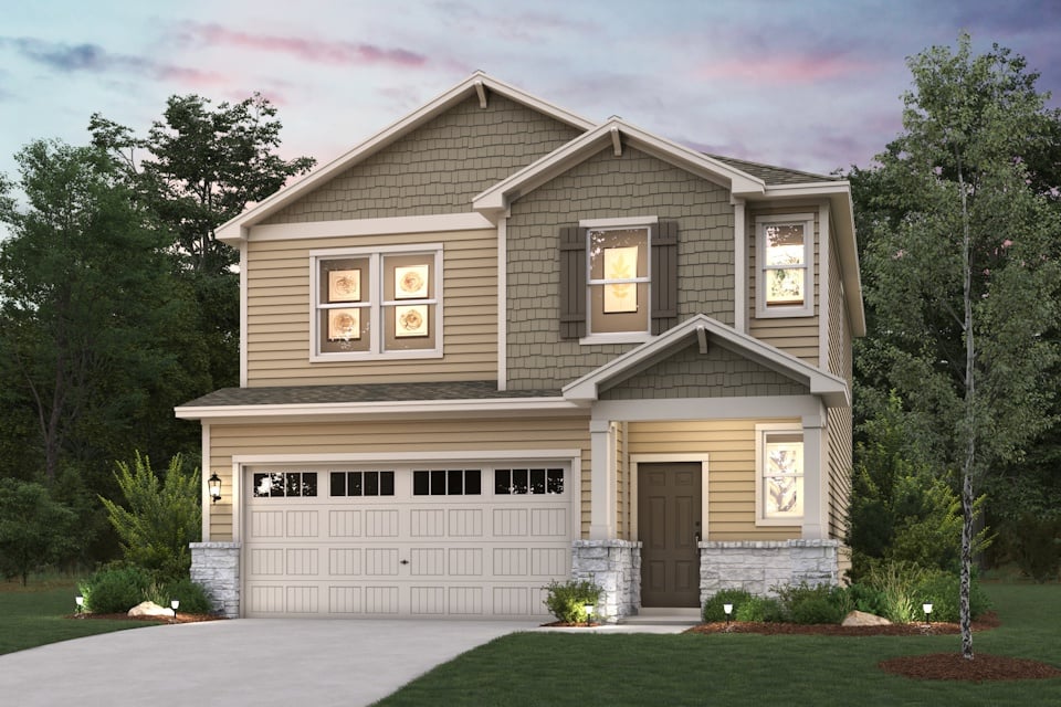 A house with a large front yard.