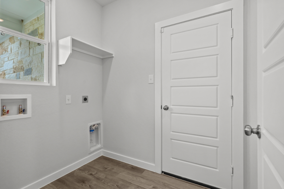 A white door in a room.