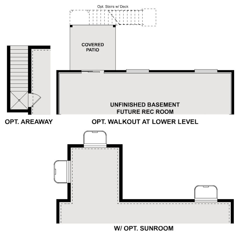 Rainier basement floor plan options at Mapleton Heights by Century Communities