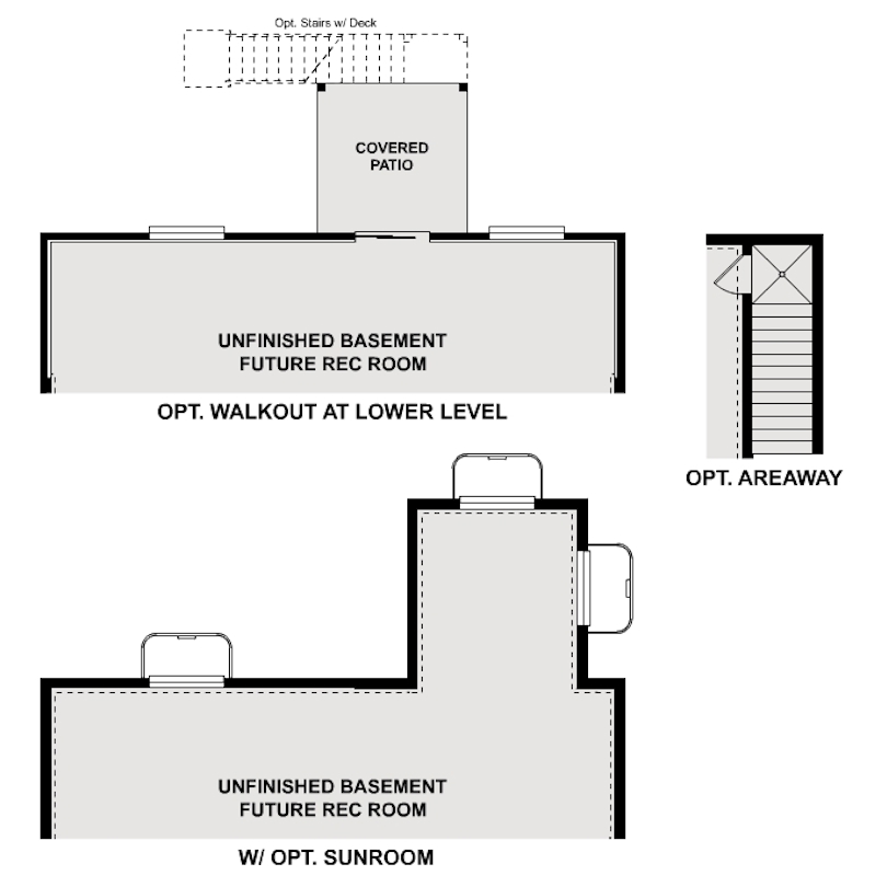 Summit basement floor plan options at Mapleton Heights by Century Communities