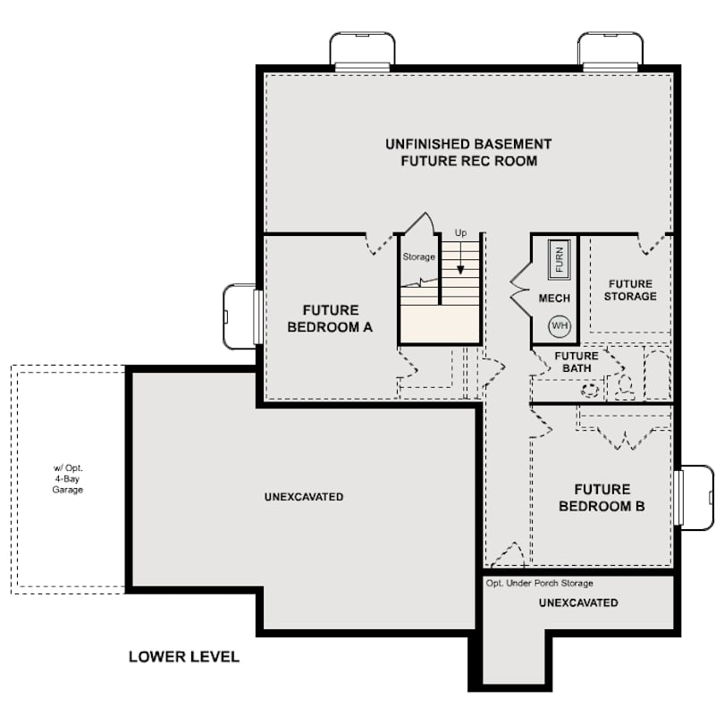 Summit basement floor plan at Mapleton Heights by Century Communities