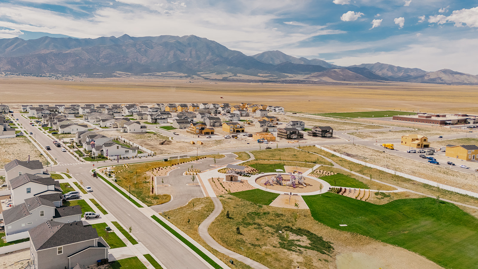 A large area with buildings and roads.