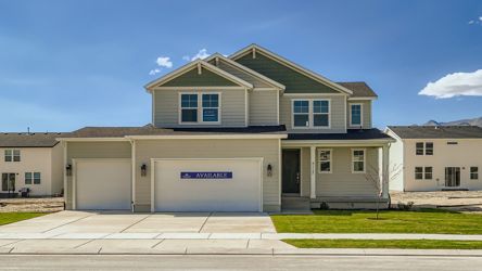 A building with a garage.