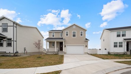 A row of white houses.