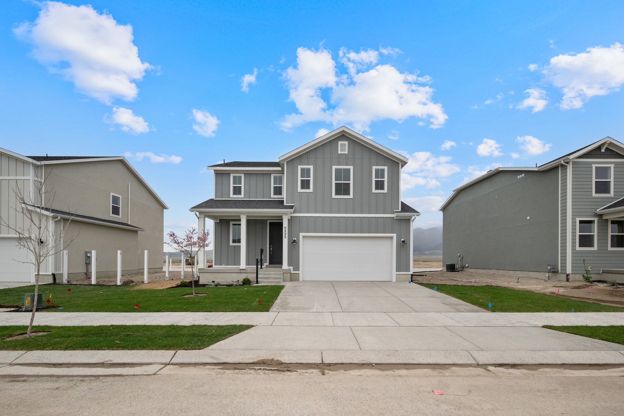 A house with a driveway.