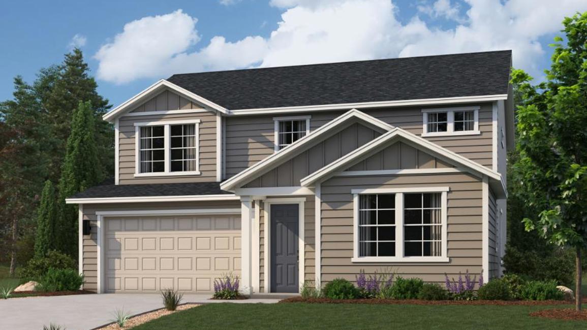A house with a large front yard.