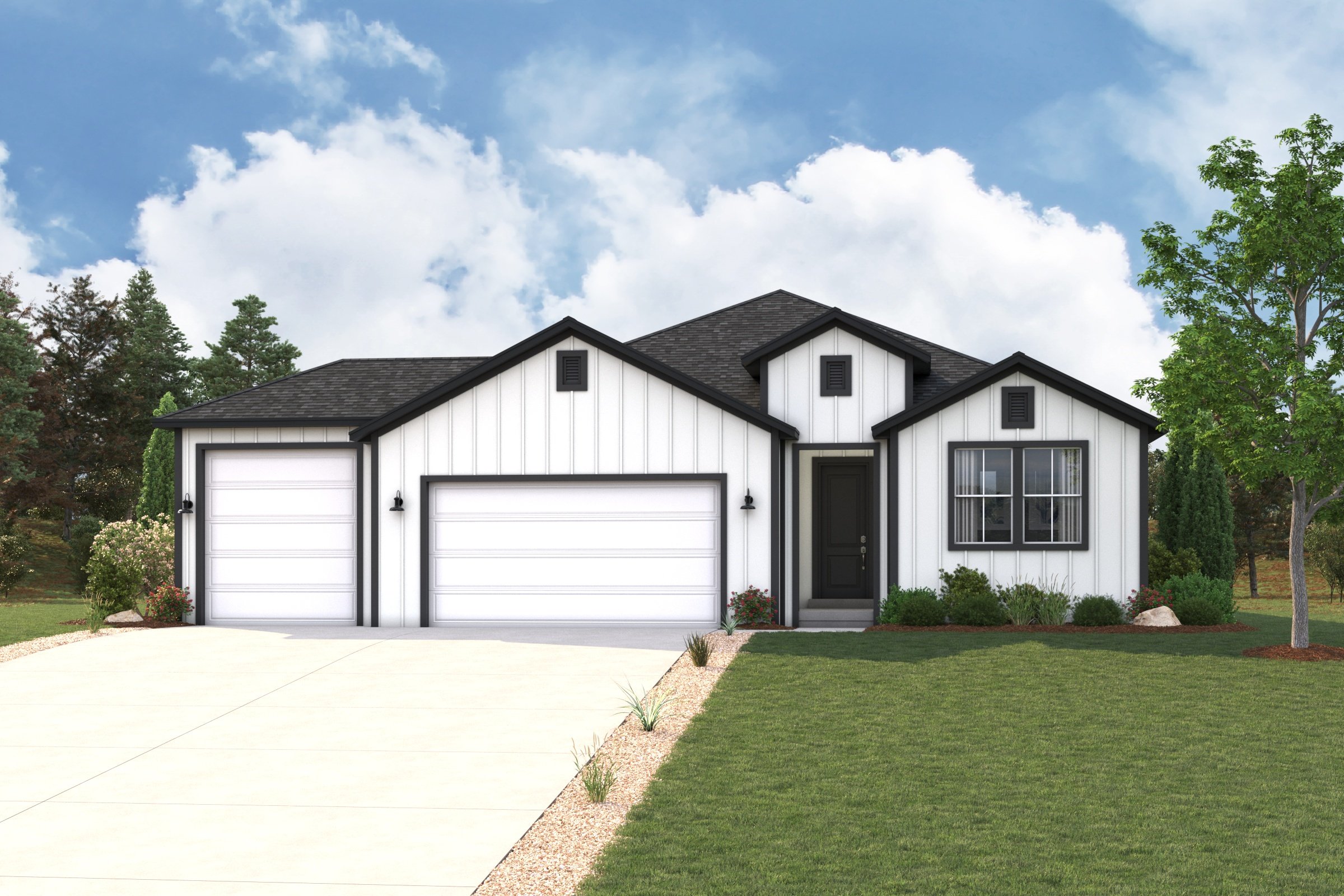 A house with a garage.